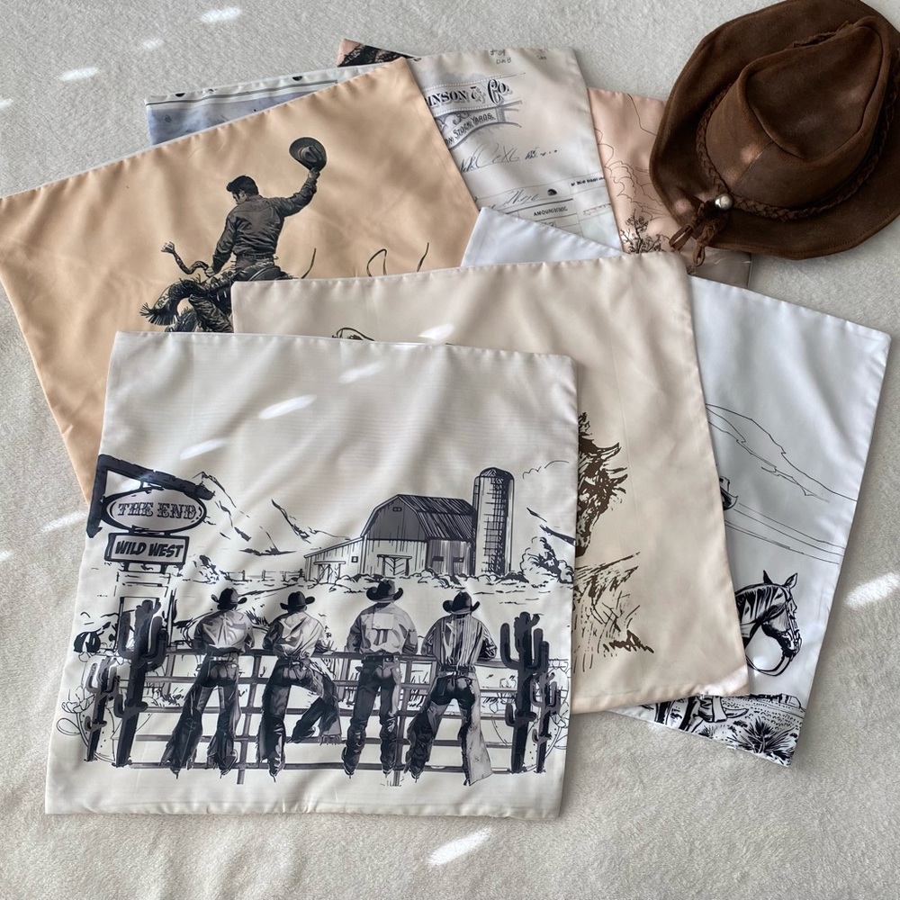 Western Cowboy Accent Decorative Pillowcases 17x17 | Ranch Farm Wild West Decor
